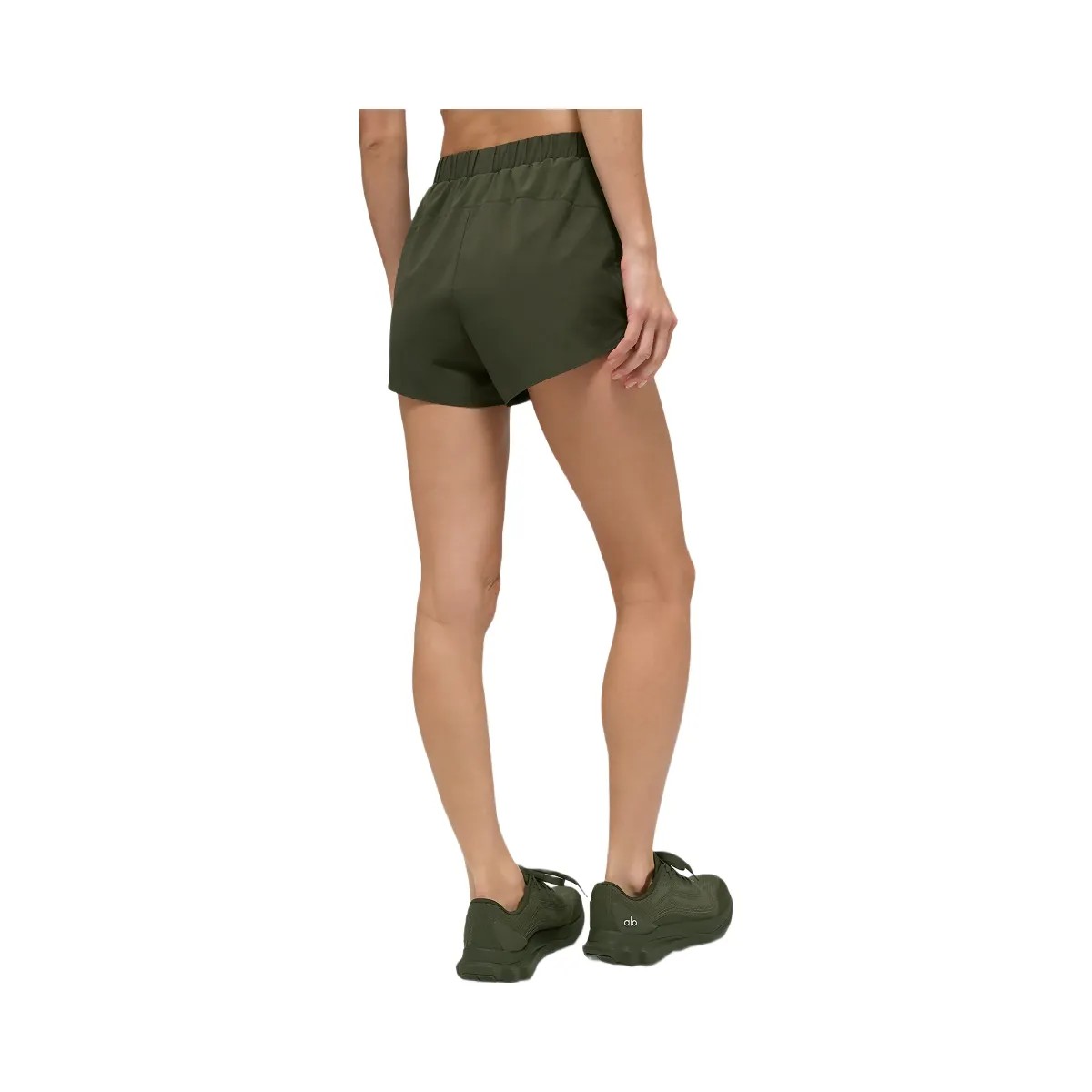 Alo Women's Playmaker Dolphin Short - Green Olive - HypeFly India View 3