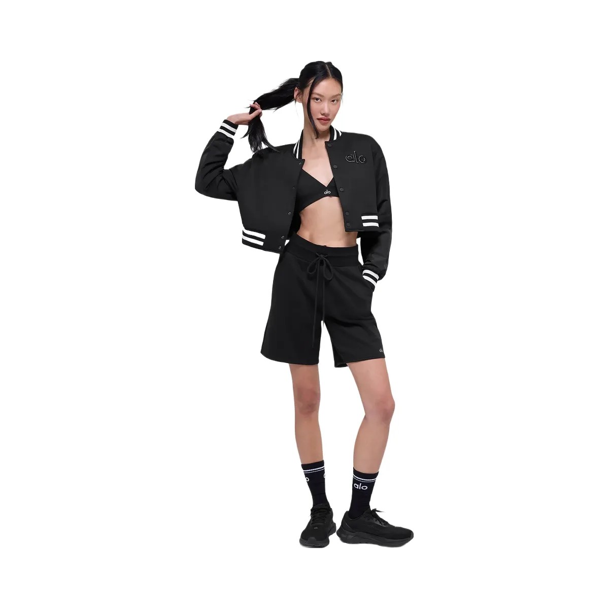 Alo Women's High-Waist Easy Sweat Short - Black - HypeFly India View 3