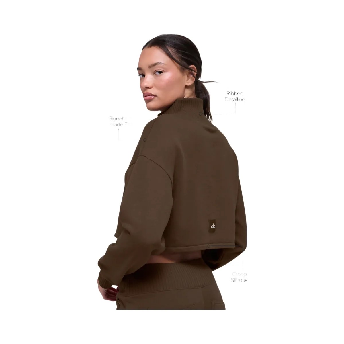 Alo Women's Cropped Serenity Coverup - Espresso - HypeFly India View 2