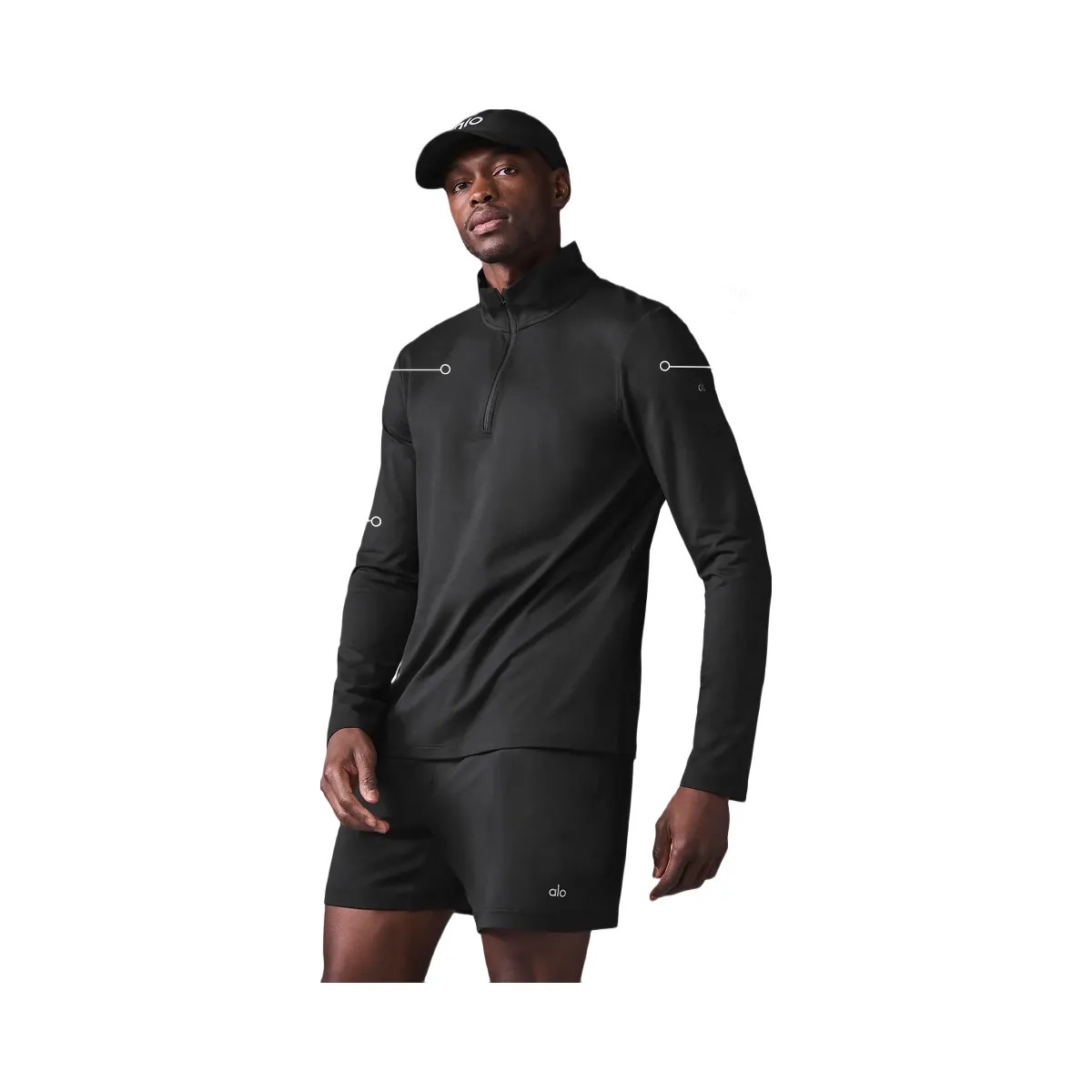 Alo Men's Conquer 1/4 Zip Reform Long Sleeve - Black - HypeFly India View 1