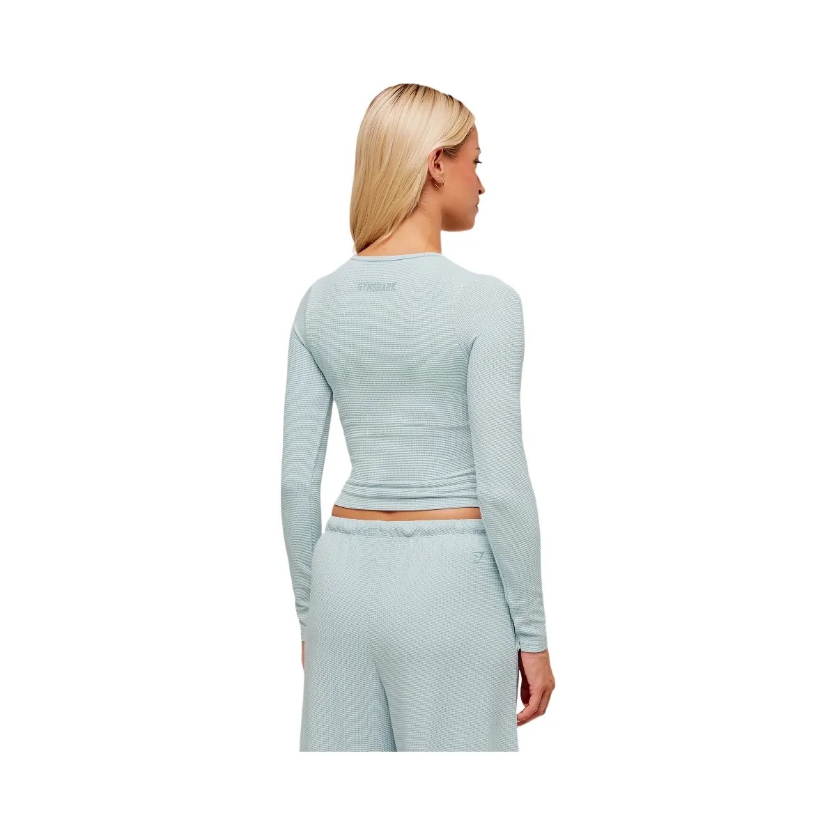 Gymshark Waffle Long Sleeve Top - Smoke Blue - HypeFly India View 2