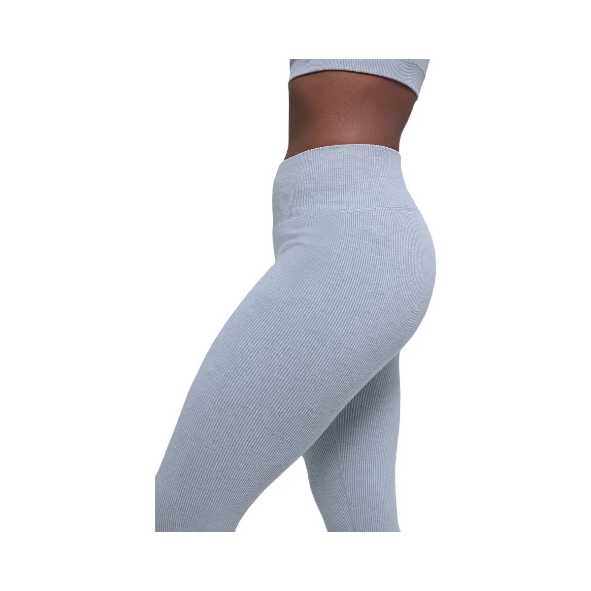 Alo Women's Seamless High-Waist Two Tone Rib Legging - Winter Frost Heather - HypeFly India View 2