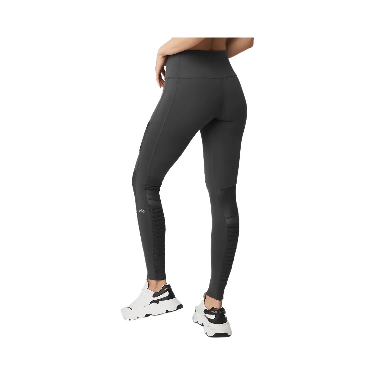 Alo Women's High-Waist Moto Legging - Anthracite/Anthracite Glossy - HypeFly India View 3