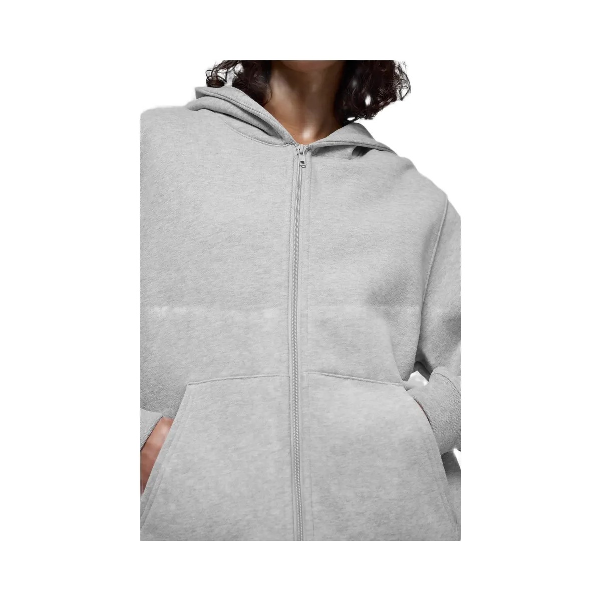 Alo Women's Renown Heavy Weight Full Zip Hoodie - Athletic Heather Grey - HypeFly India View 3