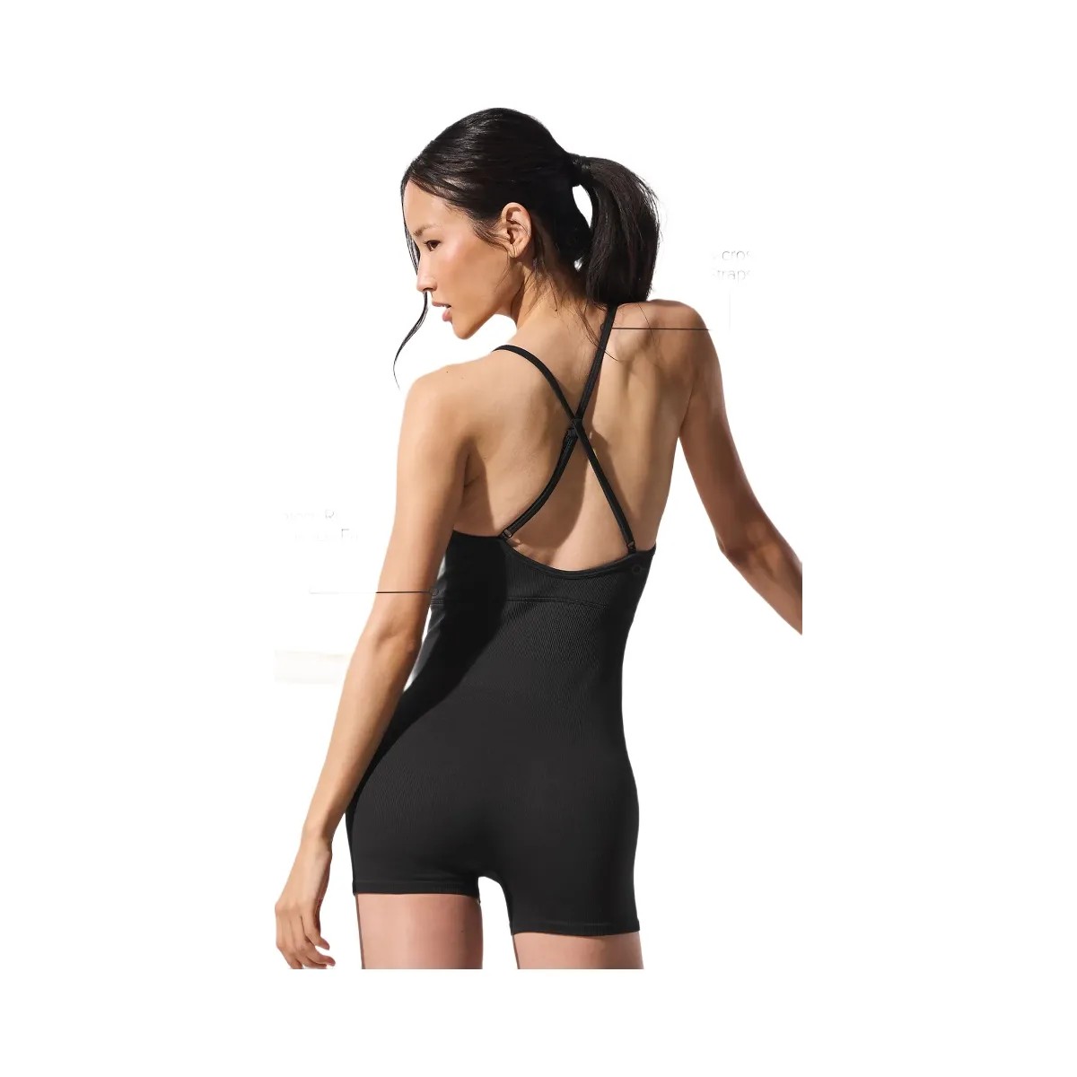 Alo Women's Seamless Ribbed Favorite Onesie - Black - HypeFly India View 2
