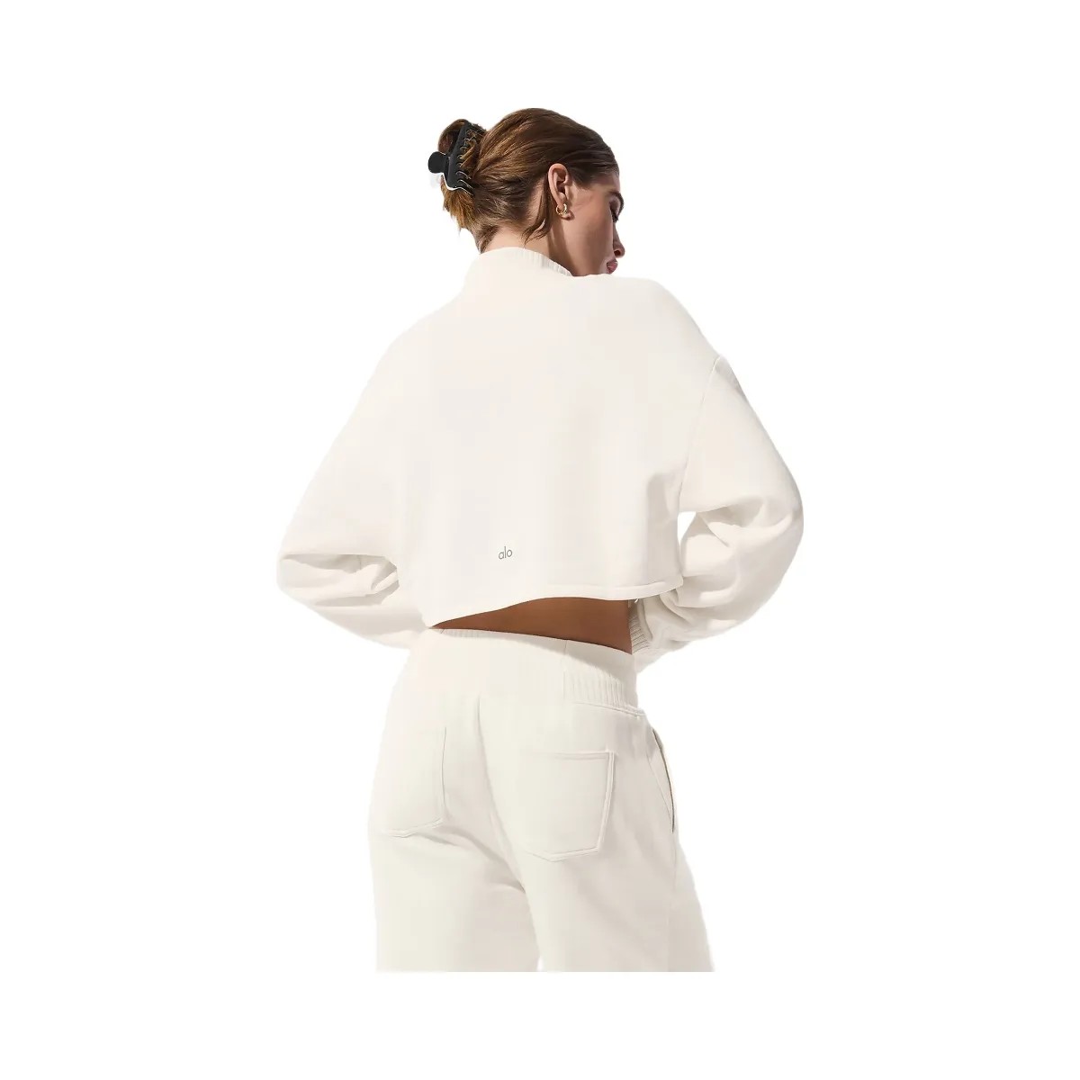 Alo Women's Cropped Serenity Coverup - Ivory - HypeFly India View 2