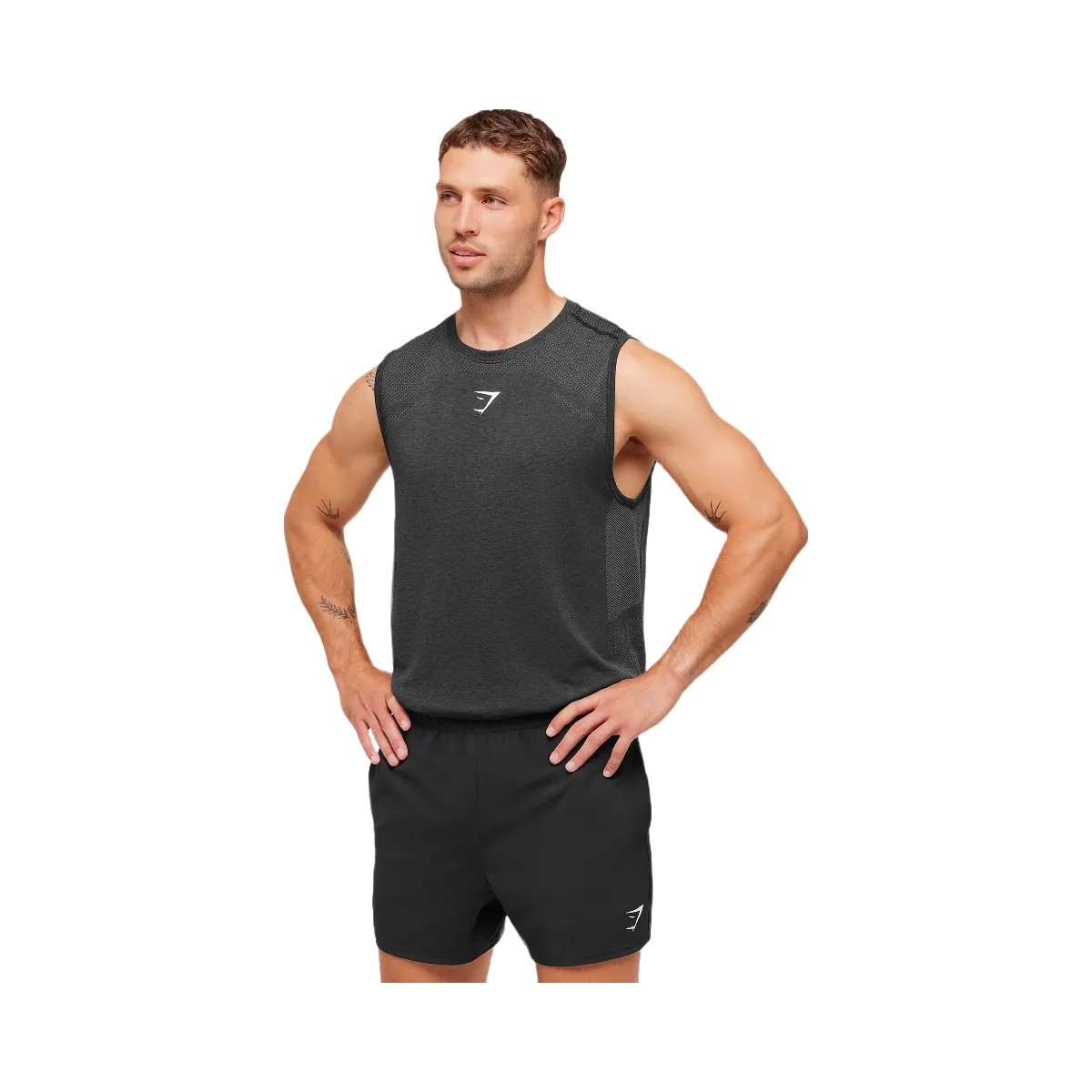 Gymshark Lightweight Seamless Tank - Black/Silhouette Grey - HypeFly India View 3