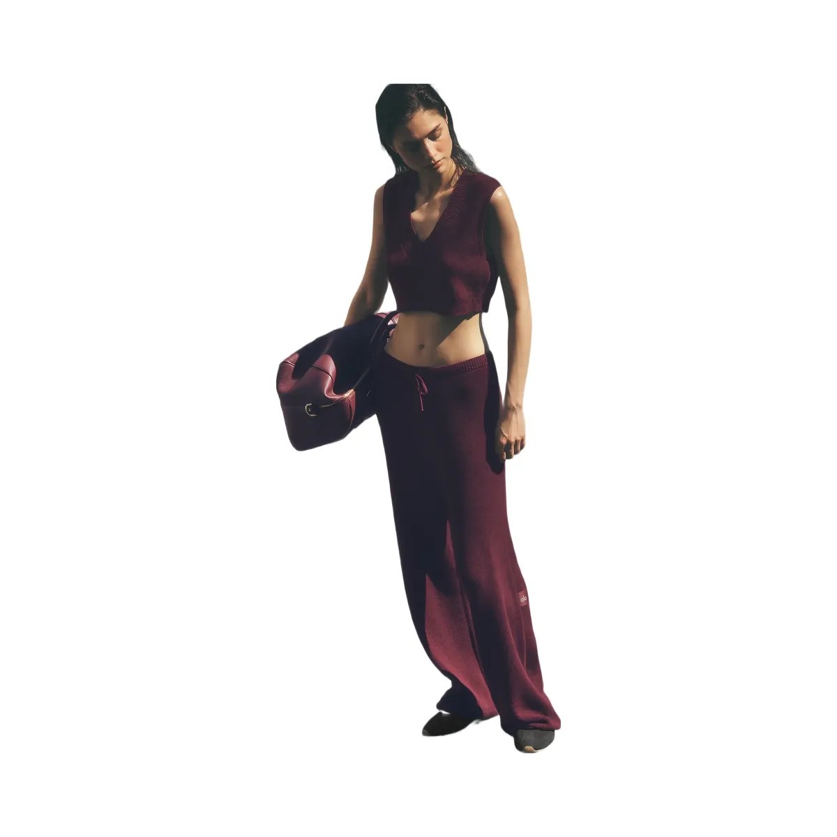 Alo Women's Supernatural Sweater Pant - Burgundy - HypeFly India View 6