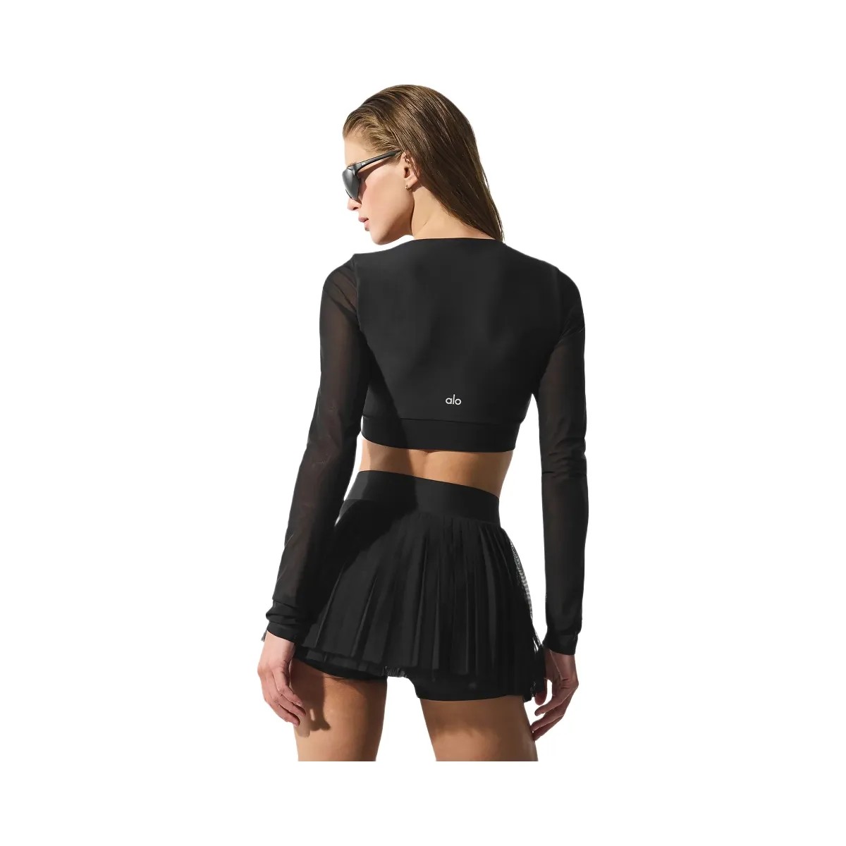 Alo Women's Airlift Mesh Divine Long Sleeve Bra - Black - HypeFly India View 3