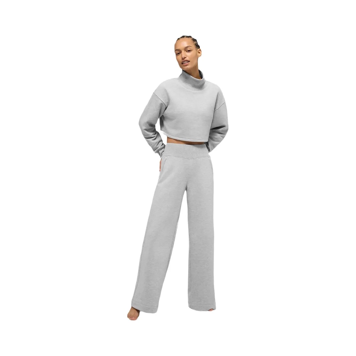 Alo Women's Serenity Wide Leg Sweatpant - Athletic Heather Grey - HypeFly India View 6