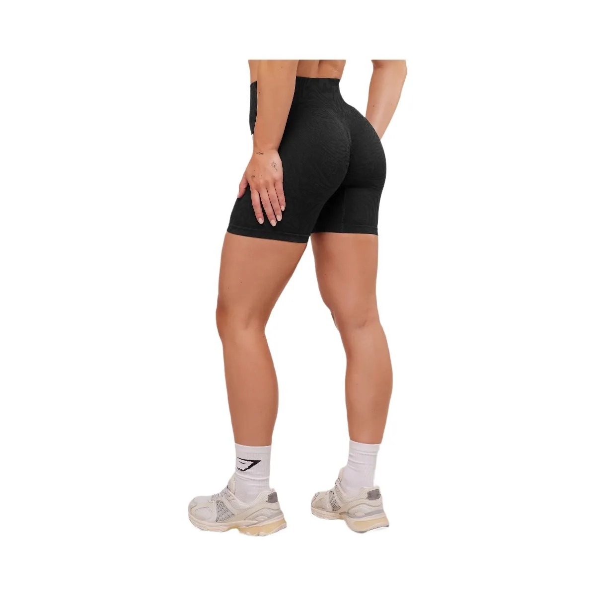 Gymshark Adapt Animal Seamless Shorts - Black/Asphalt Grey - HypeFly India View 2