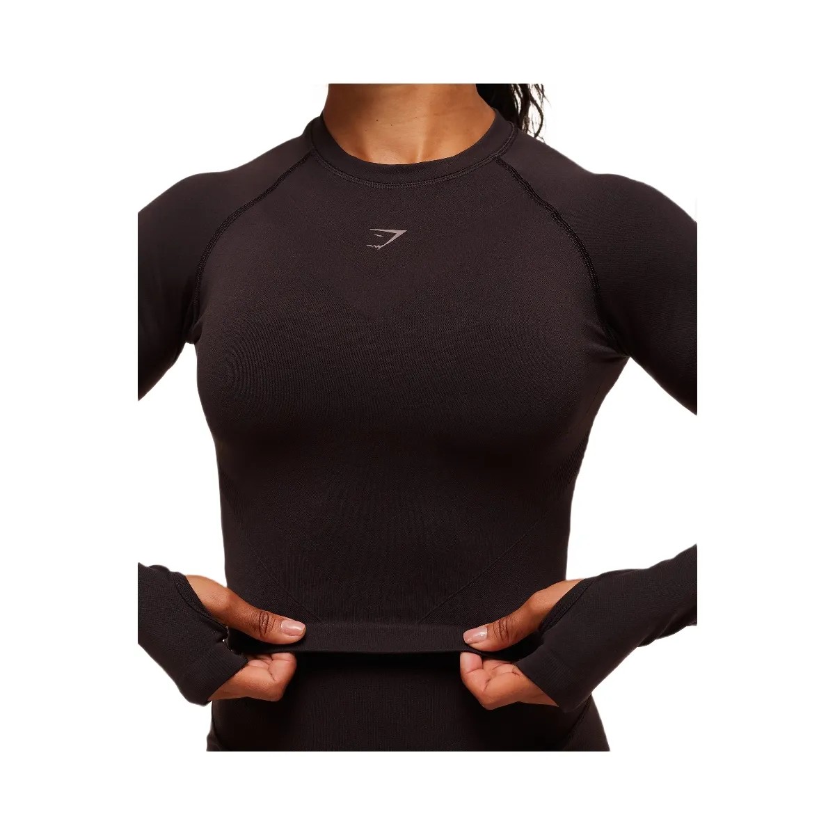 Gymshark Activate Long Sleeve Crop Top - Plum Brown - HypeFly India View 3