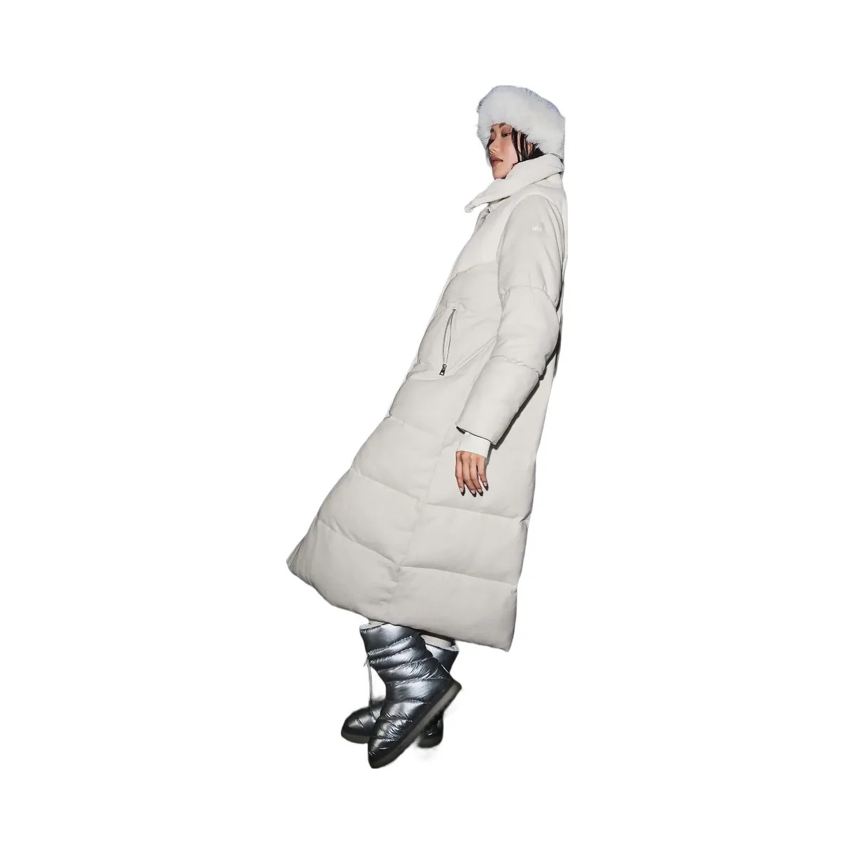 Alo Women's Snowfall Puffer Coat - White Oak - HypeFly India View 4