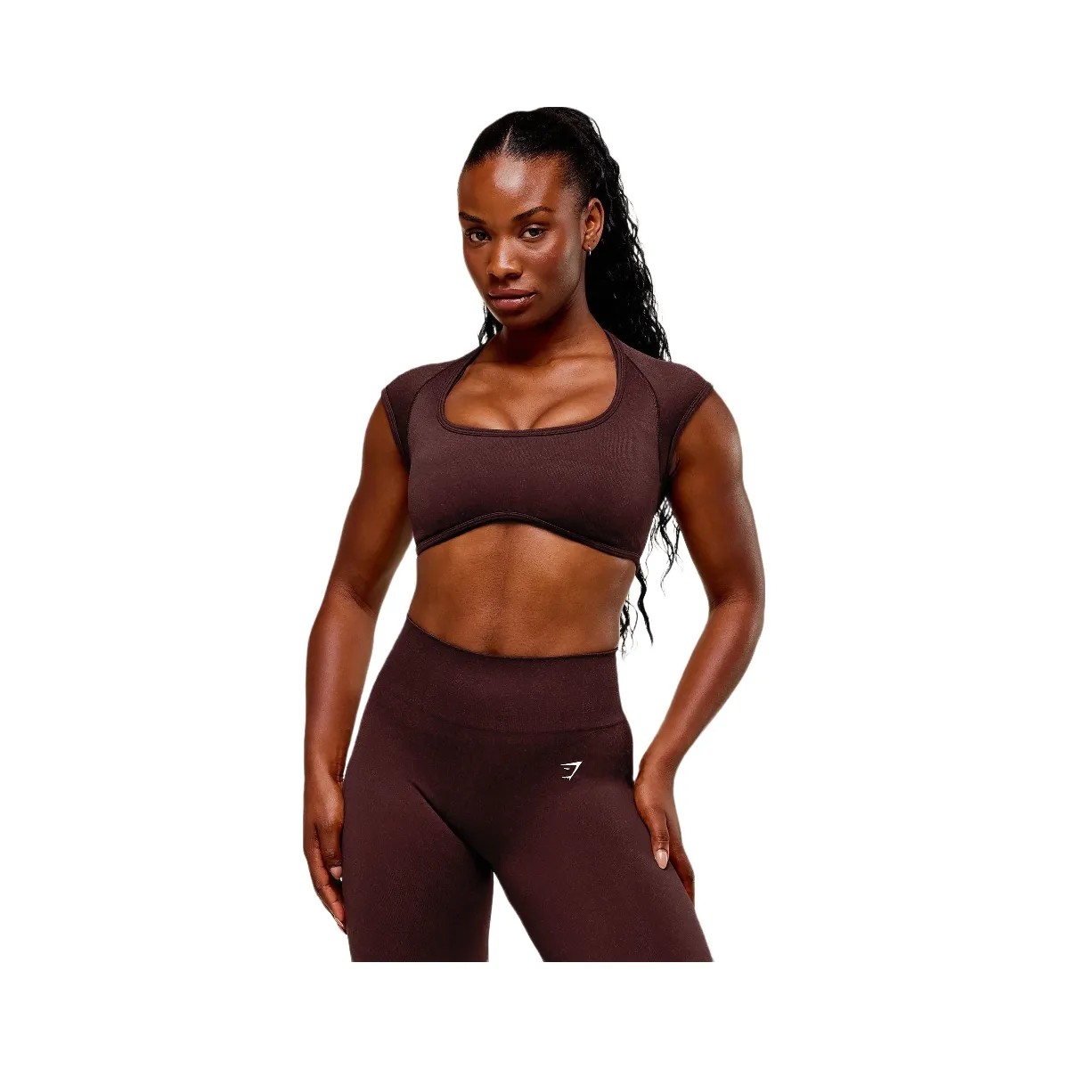 Gymshark Adapt Fleck x Whitney Short Sleeve Crop Top - Cherry Purple/Rich Maroon - HypeFly India View 1