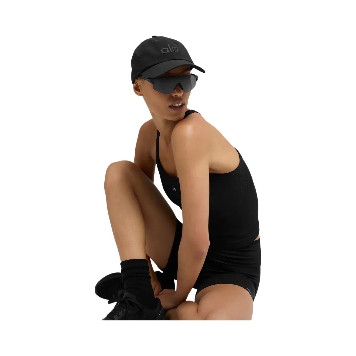 Alo Women's Seamless Ribbed Favorite Full Length Bra Tank - Black - HypeFly India View 5