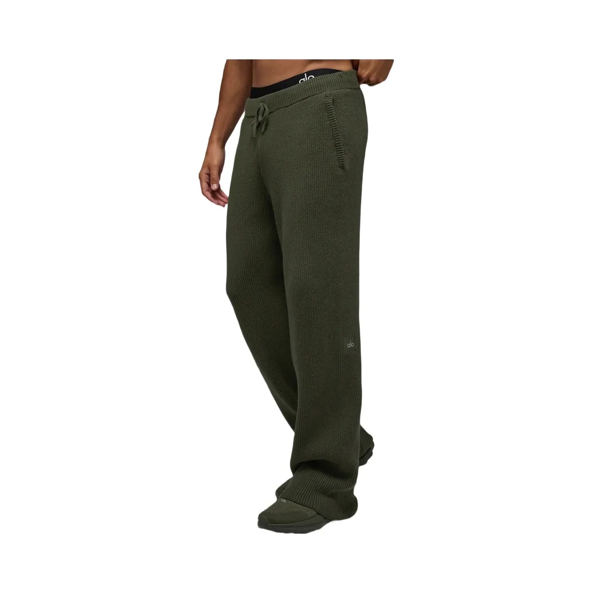 Alo Men's Domain Rib Knit Sweatpant - Green Olive - HypeFly India View 4