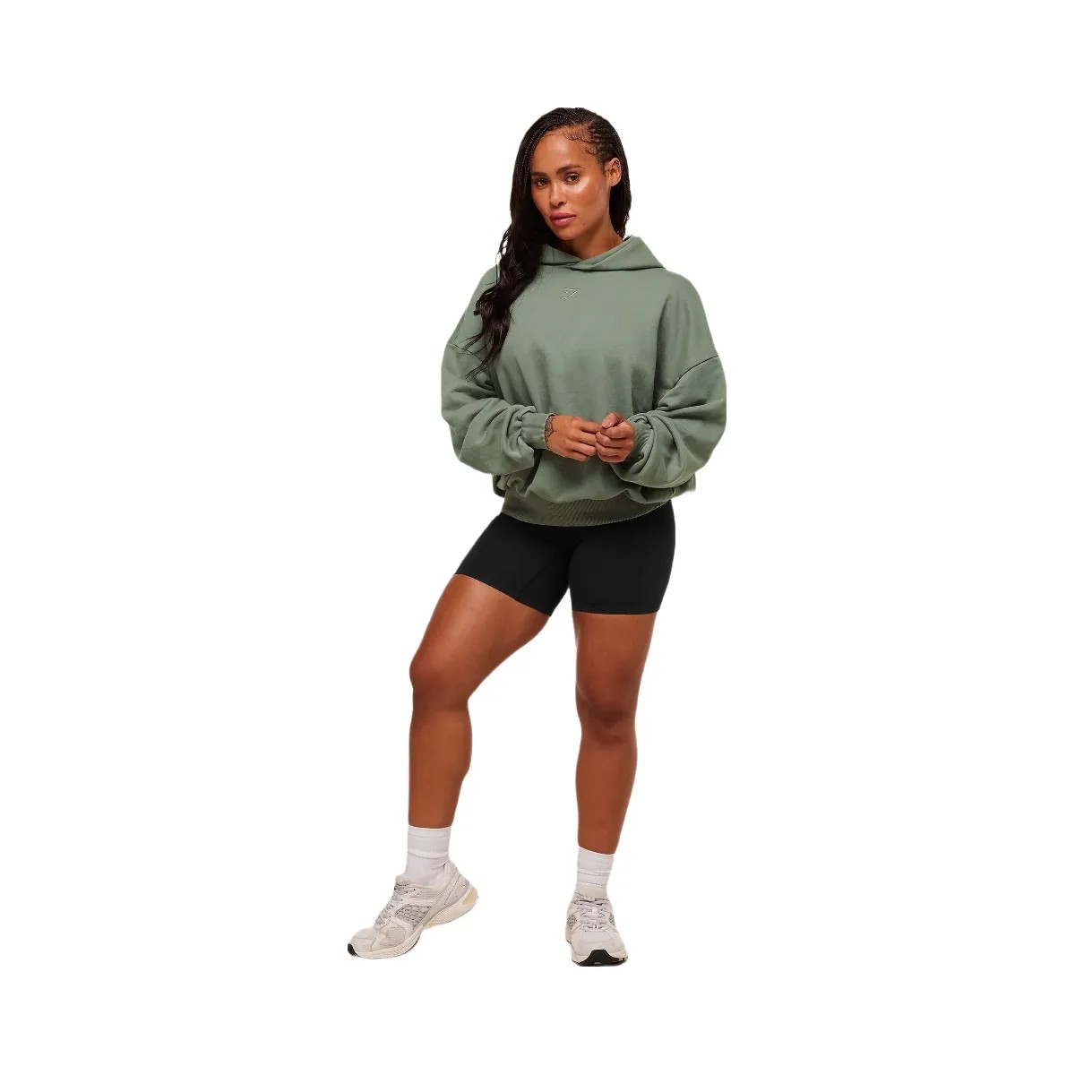 Gymshark Power Washed Oversized Hoodie - Unit Green/Acid Wash Small Ball - HypeFly India View 4