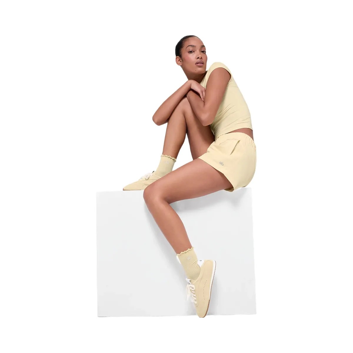 Alo Women's High-Waist Socialite Short - Candlelight Yellow - HypeFly India View 4
