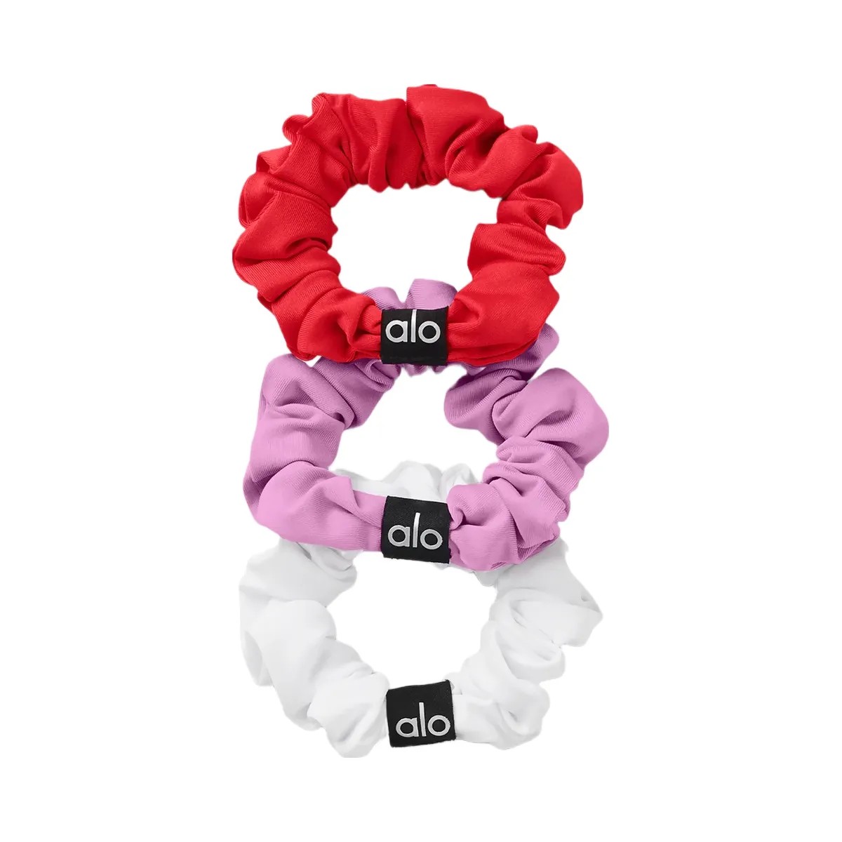 Alo Fresh Mini Scrunchie 3-Pack - Bright Red/Candy Heart Pink/White - HypeFly India View 1