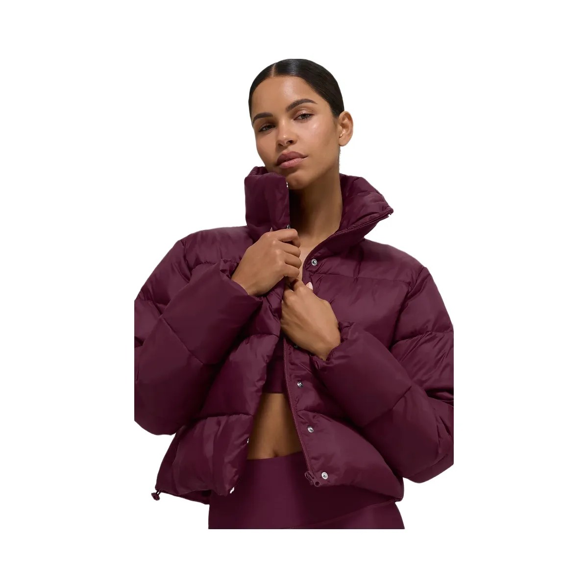 Alo Women's Gold Rush Puffer - Burgundy - HypeFly India View 1