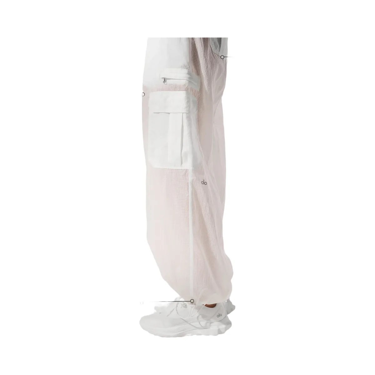 Alo Women's Sheer Game Time Wide Leg Jogger - White - HypeFly India View 2