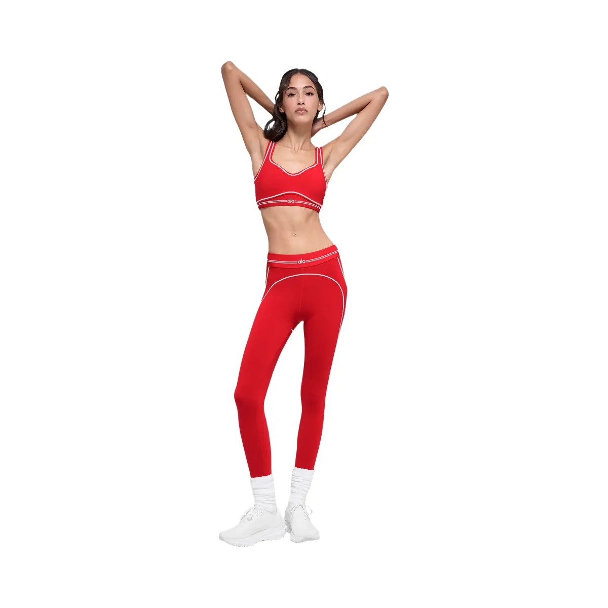 Alo Women's Airbrush Heart Throb Bra - Bright Red/White - HypeFly India View 4