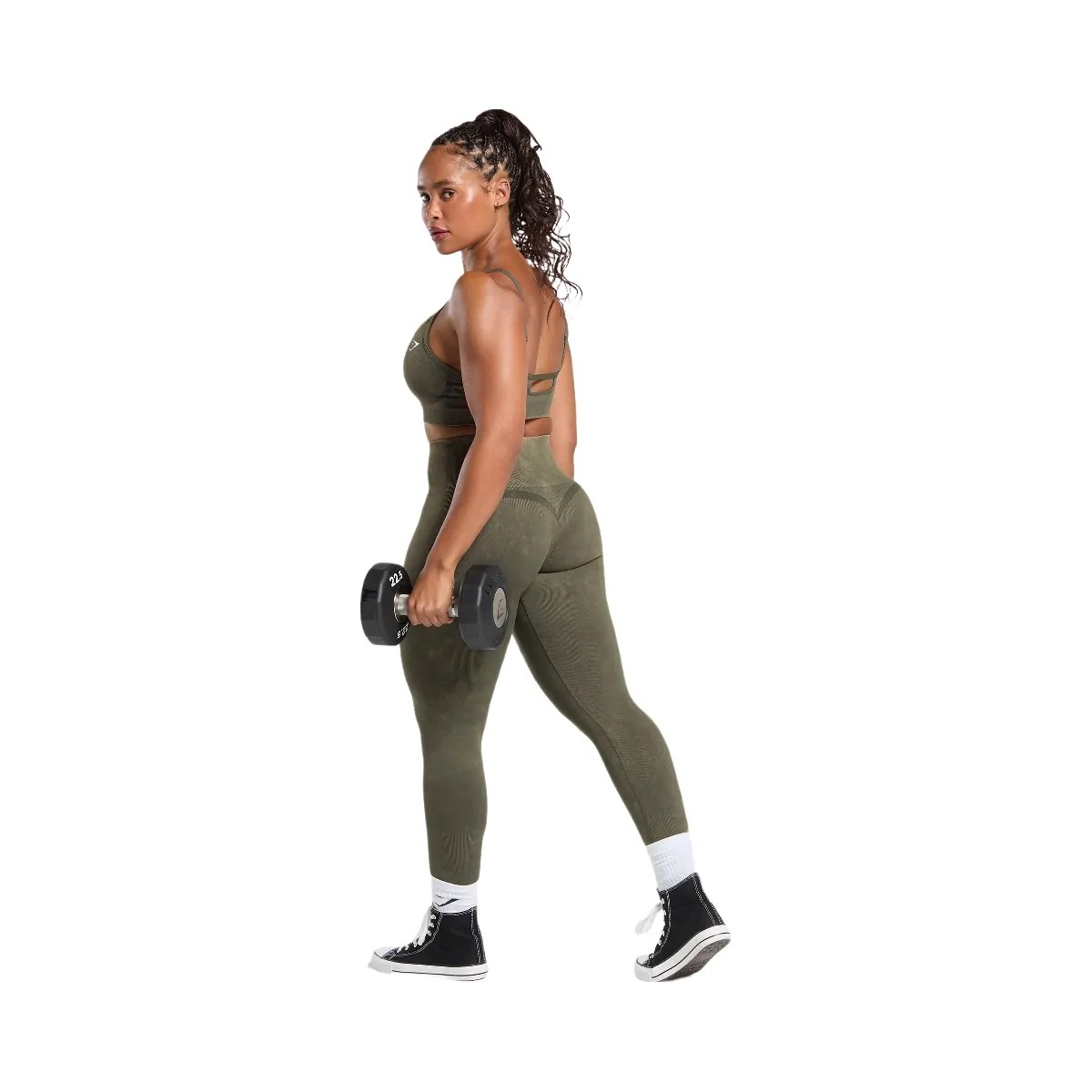 Gymshark Gains Seamless Leggings - Strength Green - HypeFly India View 4