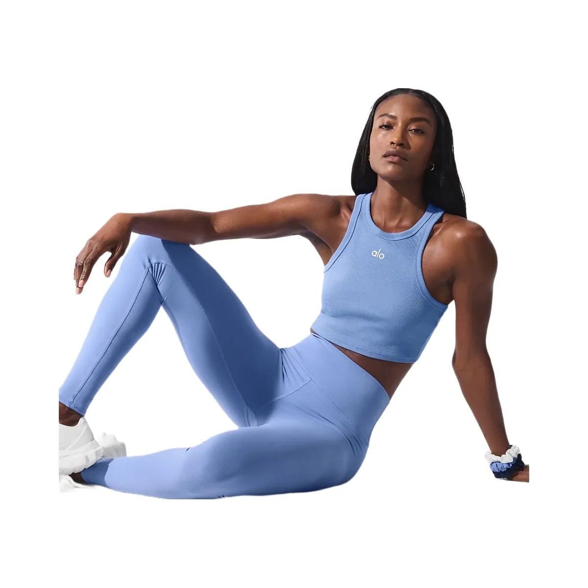 Alo Women's High-Waist Airbrush Legging - Crystal Clear Blue - HypeFly India View 4