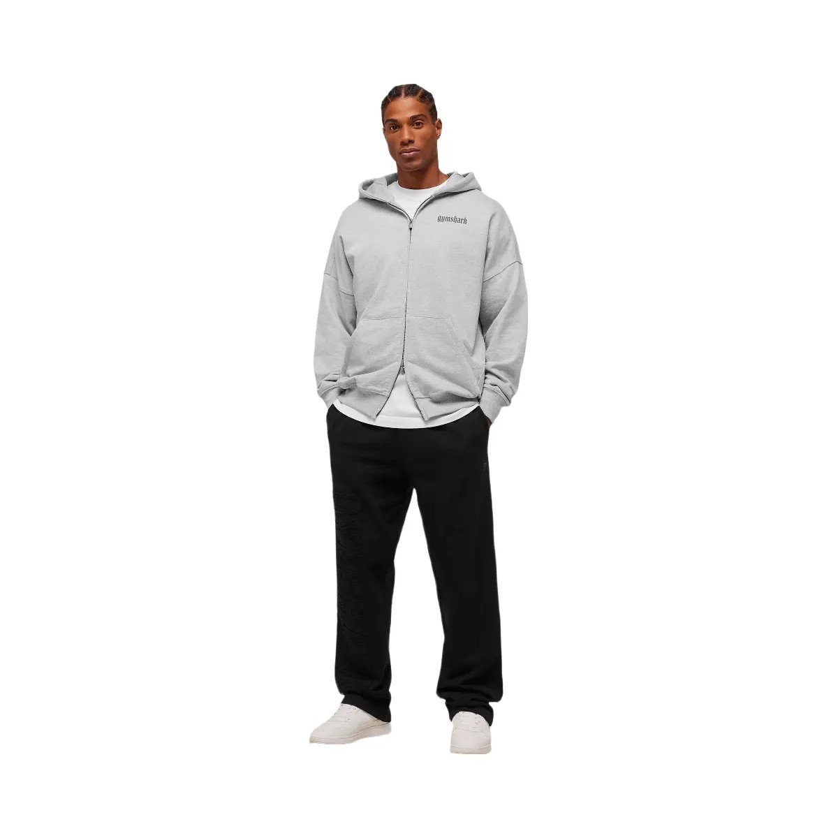 Gymshark Olde English Zip Up Hoodie - Soft Grey Marl - HypeFly India View 4