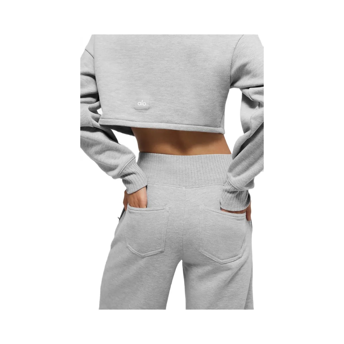 Alo Women's Serenity Wide Leg Sweatpant - Athletic Heather Grey - HypeFly India View 5