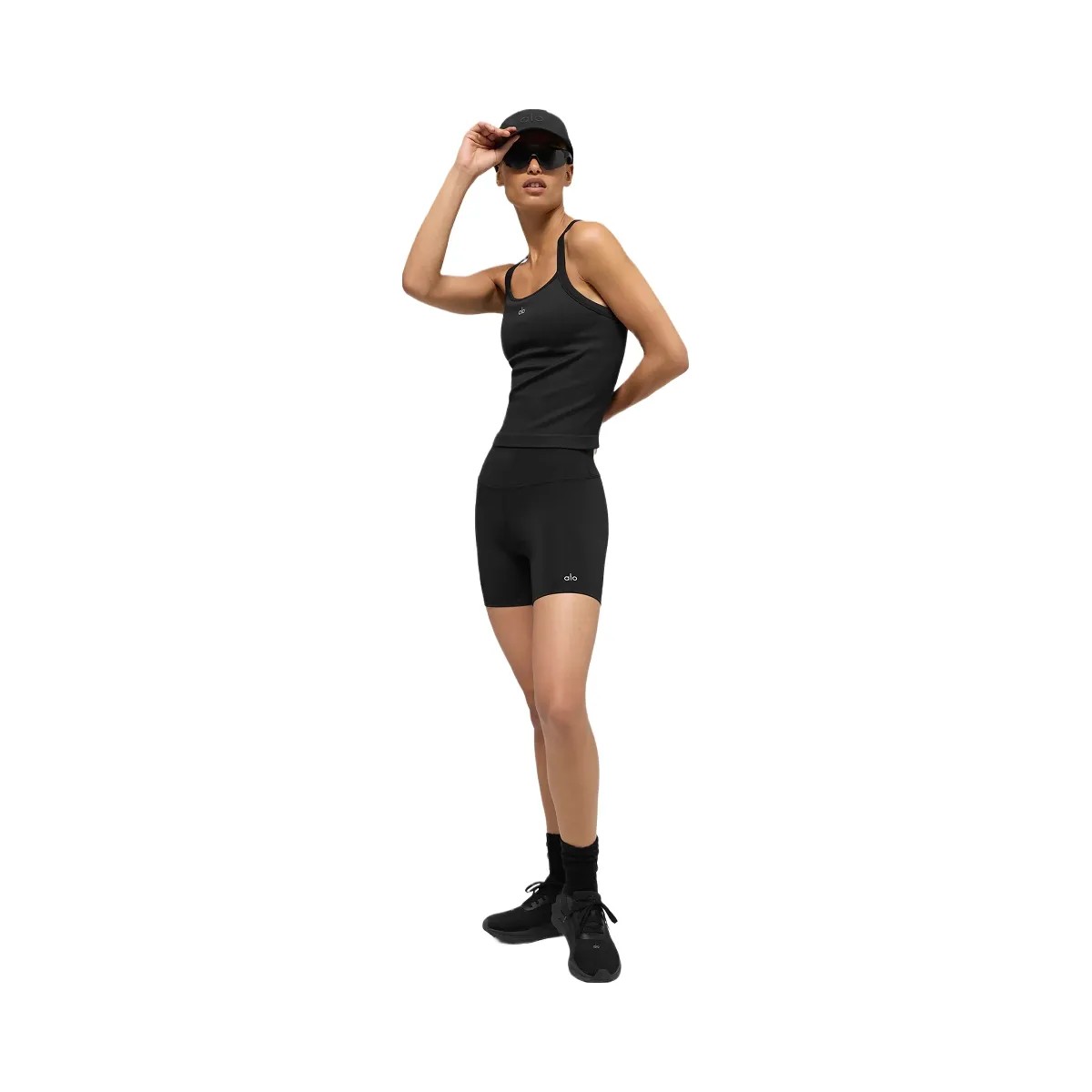 Alo Women's Seamless Ribbed Favorite Full Length Bra Tank - Black - HypeFly India View 4