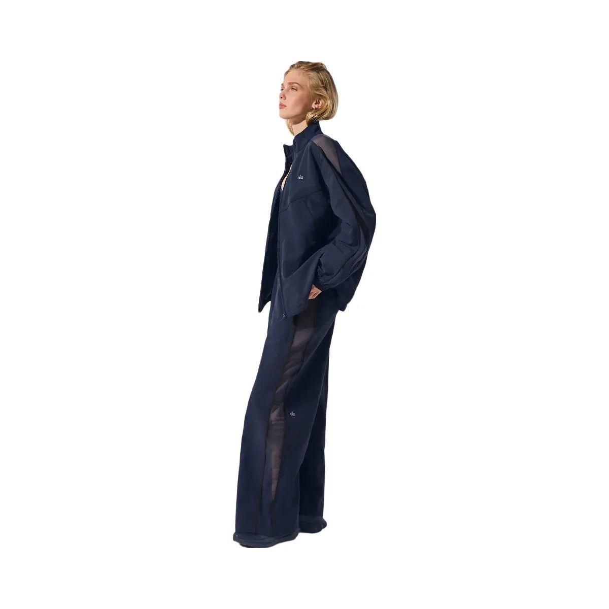Alo Women's High-Waist Origin Wide Leg Track Pant - Navy/Black - HypeFly India View 5