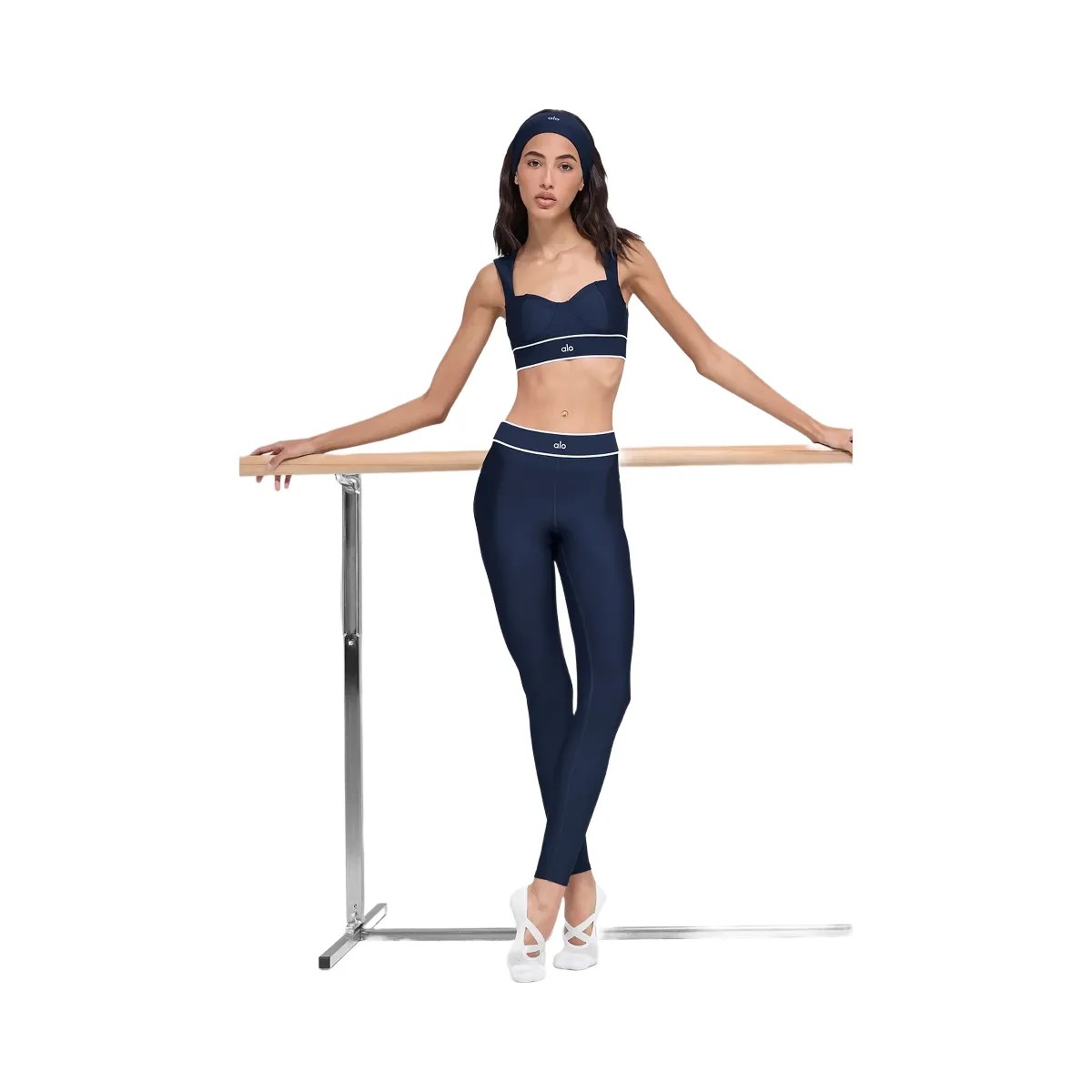 Alo Women's Airlift High-Waist Alignment Legging - Navy/White - HypeFly India View 5