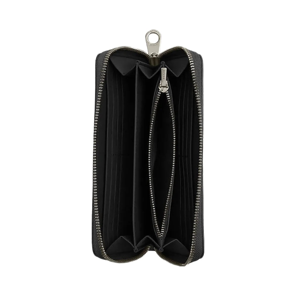 Coach Long Zip Around Wallet In Signature Canvas Signature Canvas-Gunmetal-Charcoal-Black - HypeFly India View 2