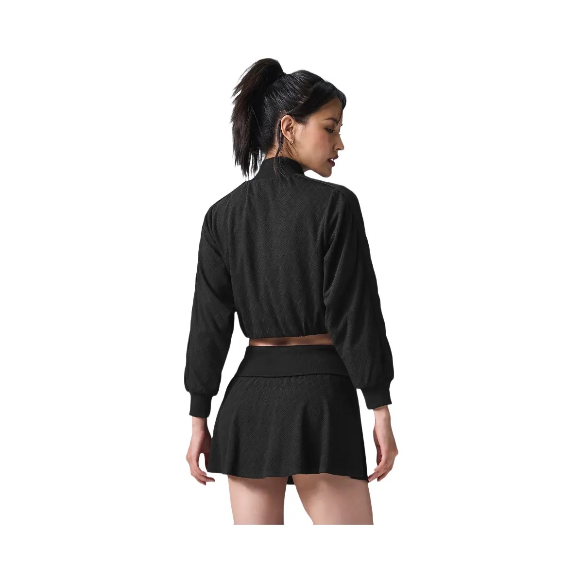 Alo Women's Cropped Doubles Only Full Zip Jacket - Black - HypeFly India View 3
