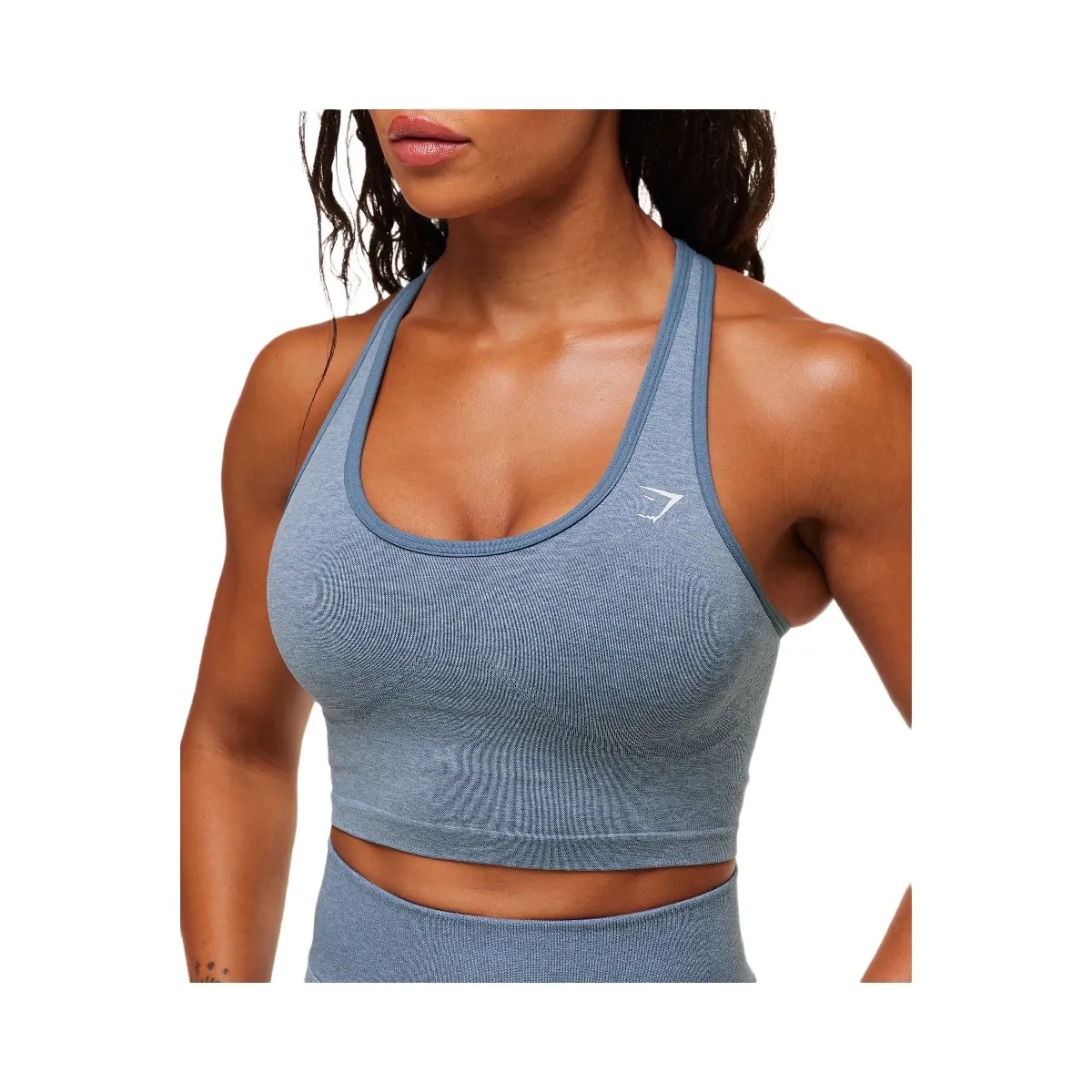 Gymshark Lift Seamless Shelf Midi Tank - Worn Blue/Peri Blue Marl - HypeFly India View 5