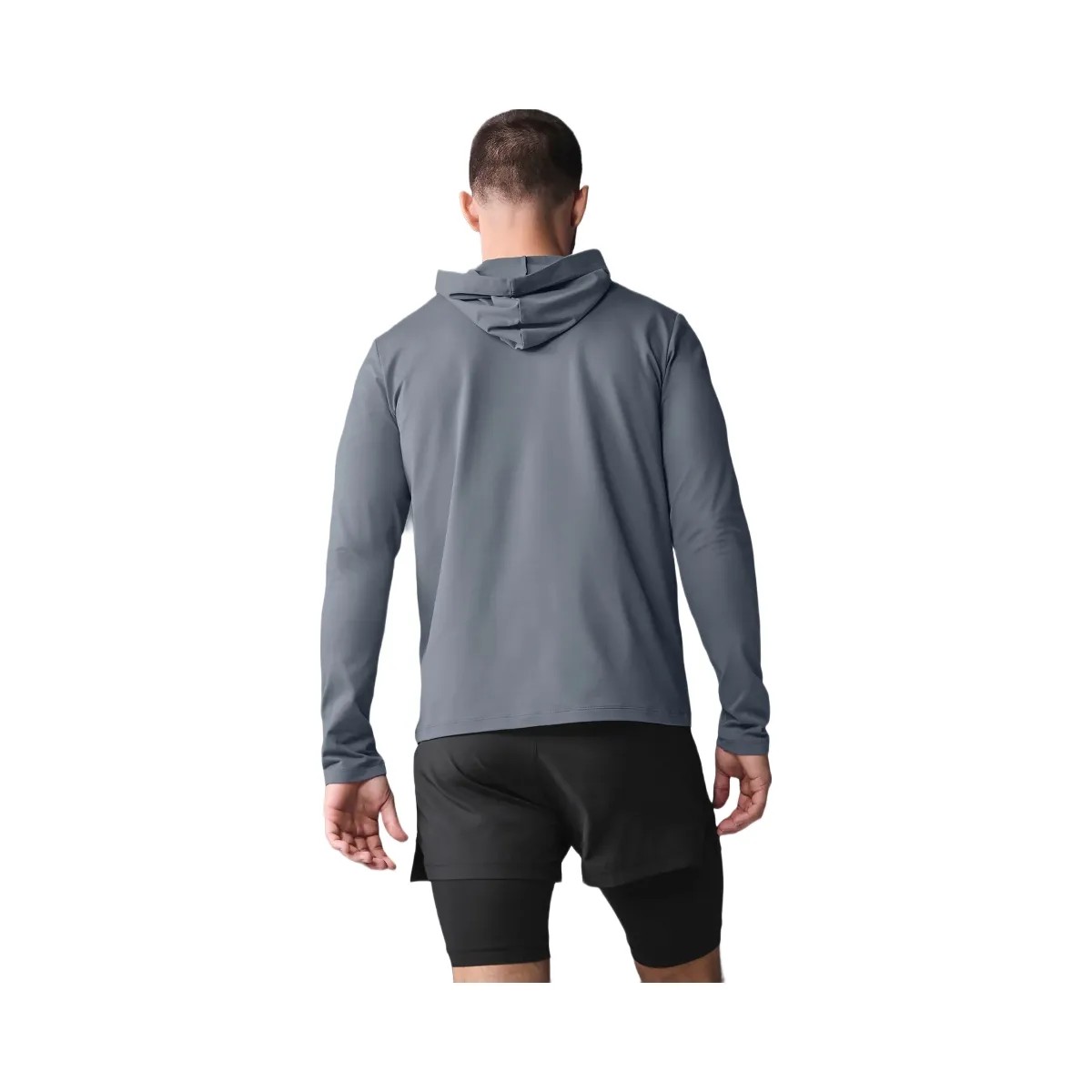Alo Men's Conquer Reform Long Sleeve With Hood - Steel Grey - HypeFly India View 3