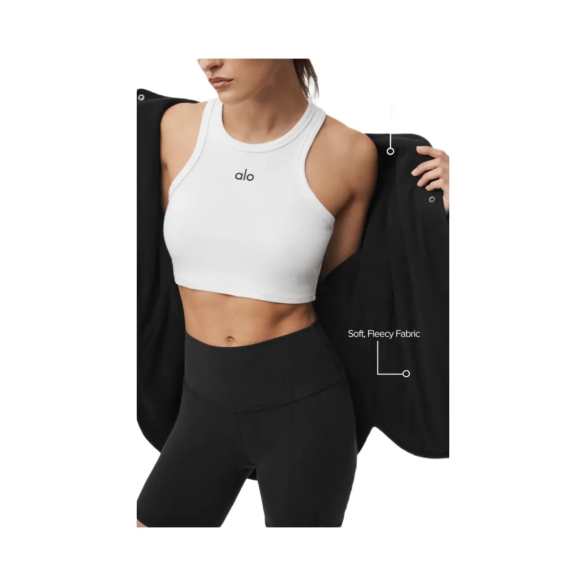 Alo Women's Polar Fleece Take Note Jacket - Black - HypeFly India View 2