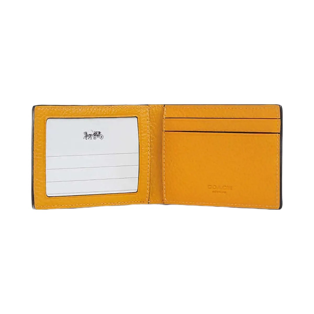 Coach Compact Billfold Wallet Pebbled Leather-Buttercup - HypeFly India View 2