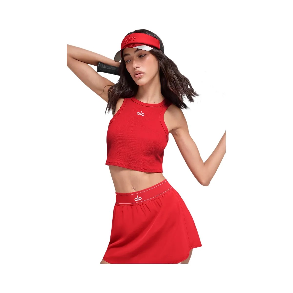 Alo Women's Aspire Tank - Bright Red/White - HypeFly India View 3