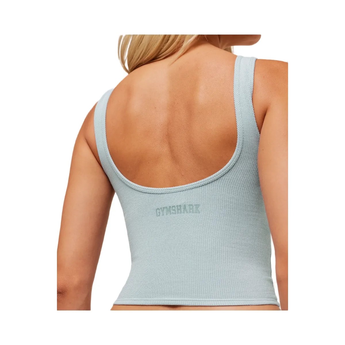 Gymshark Waffle Cropped Tank - Smoke Blue - HypeFly India View 6