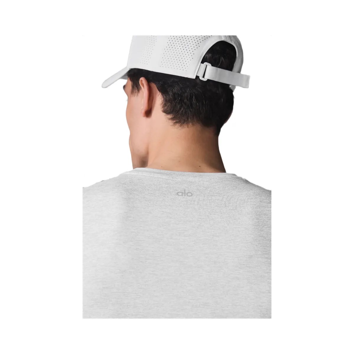 Alo Men's Conquer Reform Crewneck Short Sleeve - Athletic Heather Grey - HypeFly India View 4