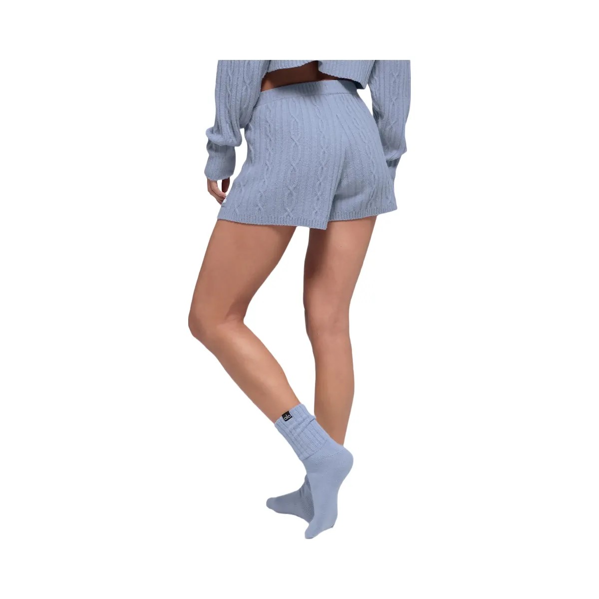 Alo Women's Cable Knit Winter Bliss Short - Winter Frost - HypeFly India View 4