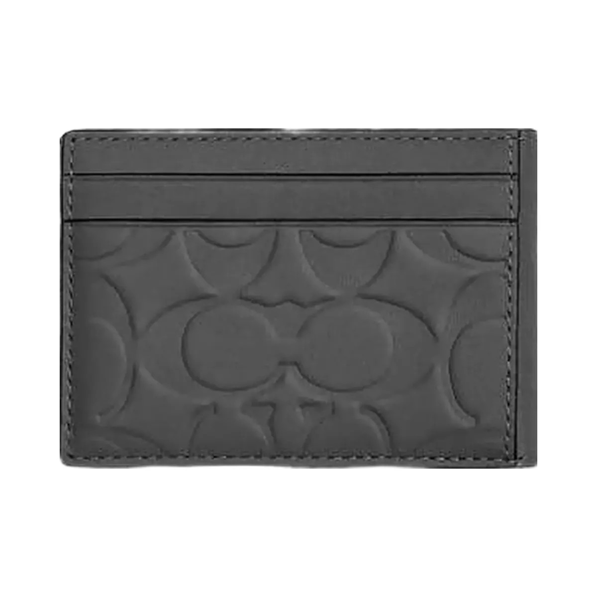 Coach Compact Billfold Wallet In Signature Leather Embossed Leather-Charcoal - HypeFly India View 2