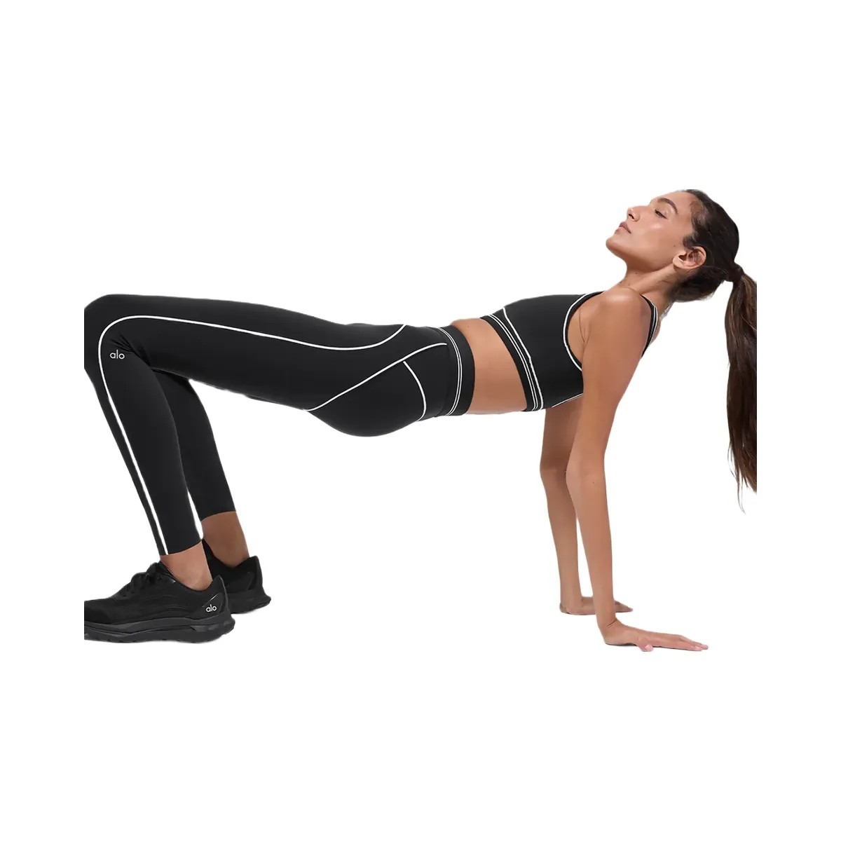 Alo Women's Airbrush High-Waist 7/8 Heart Throb Legging - Black/White - HypeFly India View 5