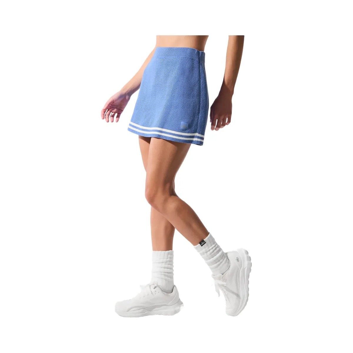 Alo Women's Tennis Club Sweater Knit Skirt - Crystal Clear Blue/White - HypeFly India View 3