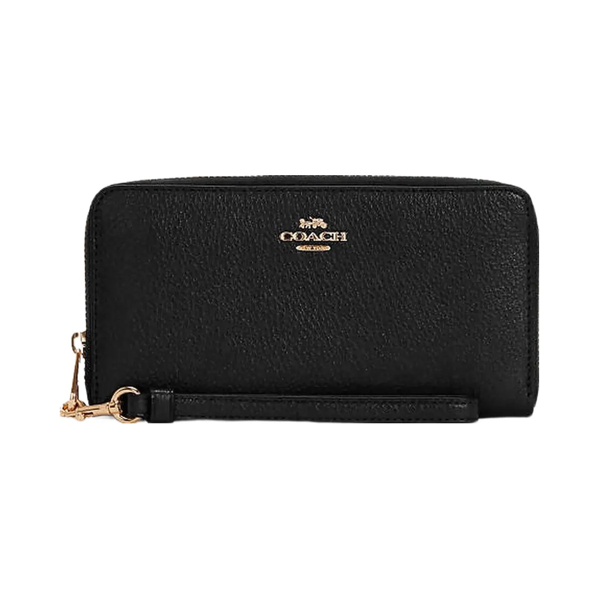 Coach Long Zip Around Wallet Pebbled Leather-Gold-Black - HypeFly India View 2