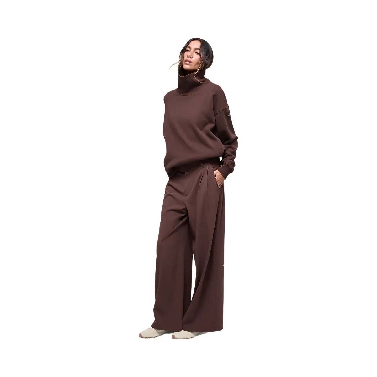 Alo Women's Hazy Mock Neck Pullover - Brownstone - HypeFly India View 4