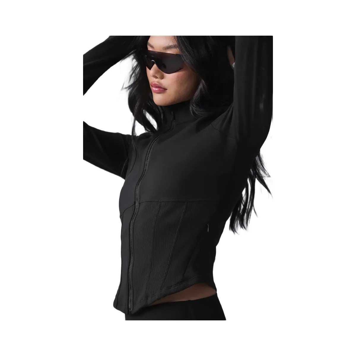 Alo Women's Airbrush Corset Full Zip Jacket - Black - HypeFly India View 2