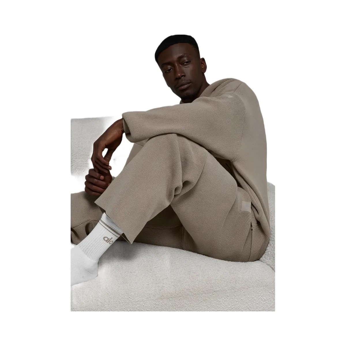 Alo Men's Scholar Straight Leg Sweatpant - Light Cocoa - HypeFly India View 6